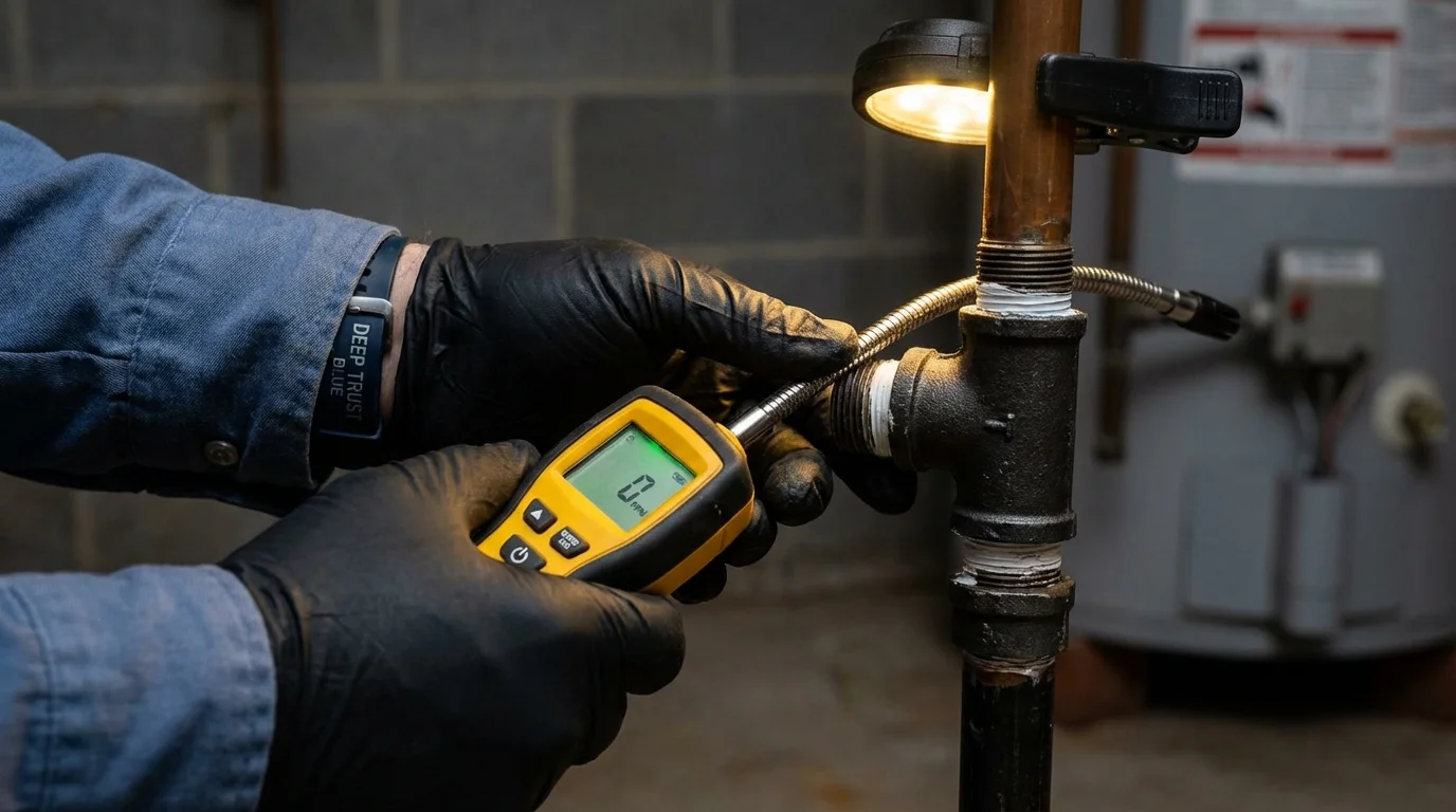 Gas leak detection with electronic sniffer by Johns Plumbing LLC in Viroqua