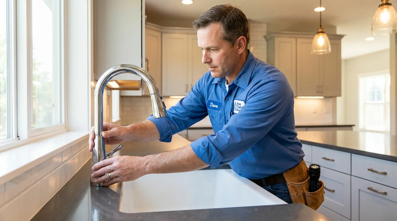 Kitchen faucet installation by Johns Plumbing LLC in Viroqua