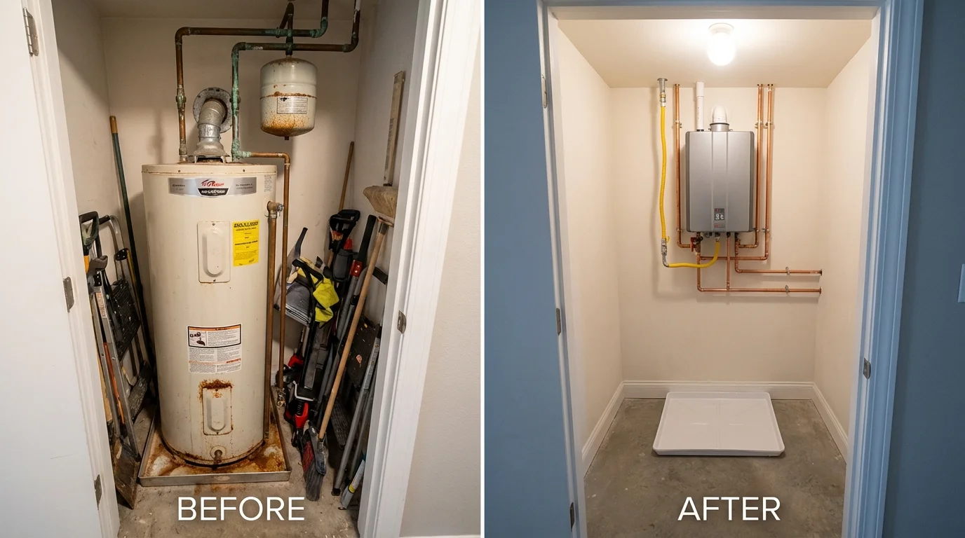 Tank water heater versus wall-mounted tankless unit comparison for Viroqua, WI homeowners